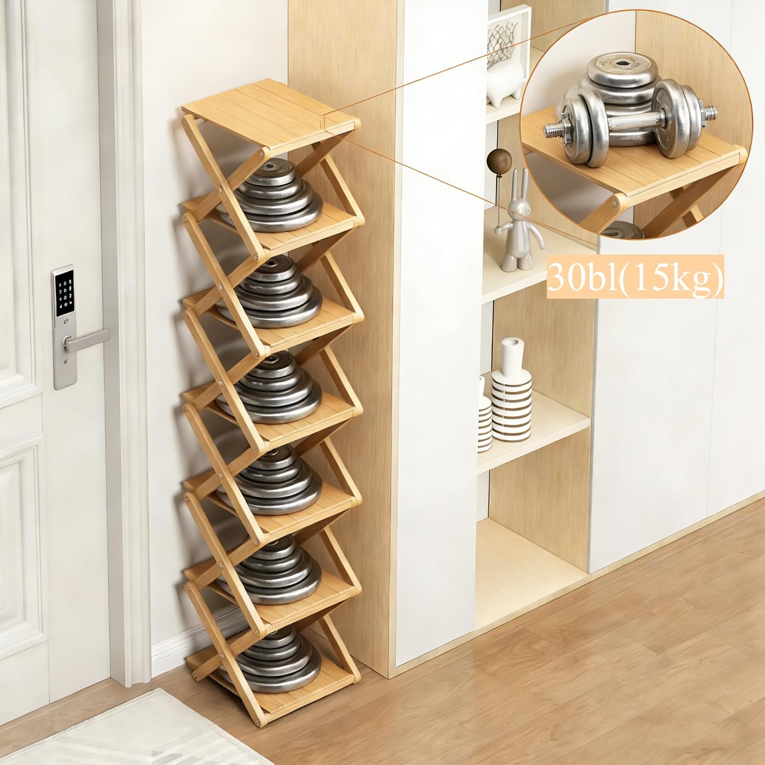 Free shipping ✈️ Assembly-free bamboo storage shelf! 🌿👟