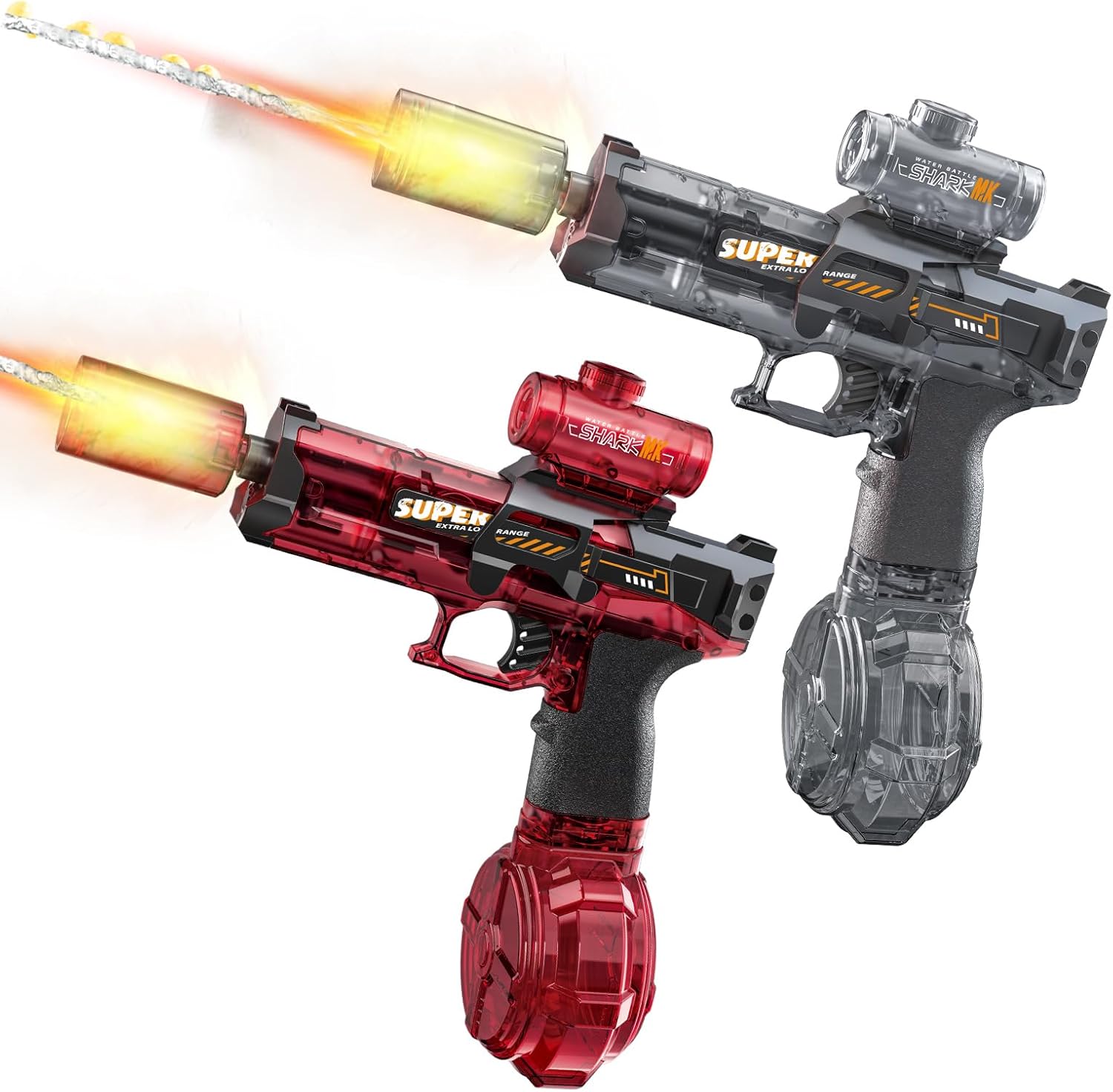 Electric Water Gun for Adults Kids, 2 pack Automatic Squirt Watergun with Water spray sound and Led Lights, Summer Outdoor water pistol Pool Beach Party Toys for Boys Girls Black and Blue