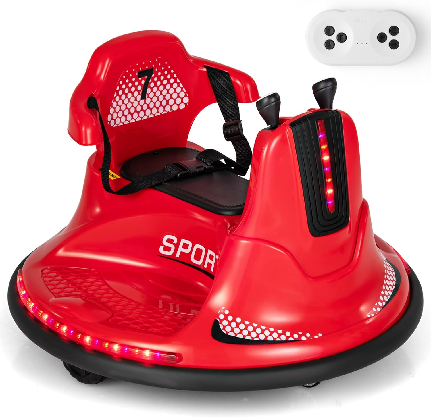 12V Kids Electric Bumper Car with Remote Control, 360° Spin, LED Lights & Music