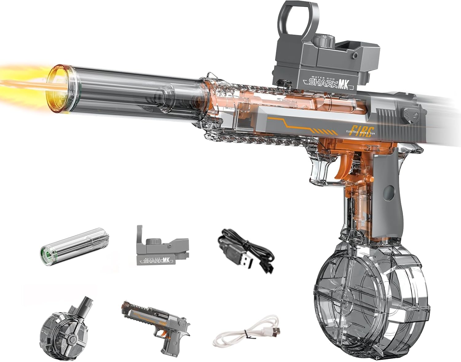 Electric Water Gun for Adults Kids, 2 pack Automatic Squirt Watergun with Water spray sound and Led Lights, Summer Outdoor water pistol Pool Beach Party Toys for Boys Girls Black and Blue