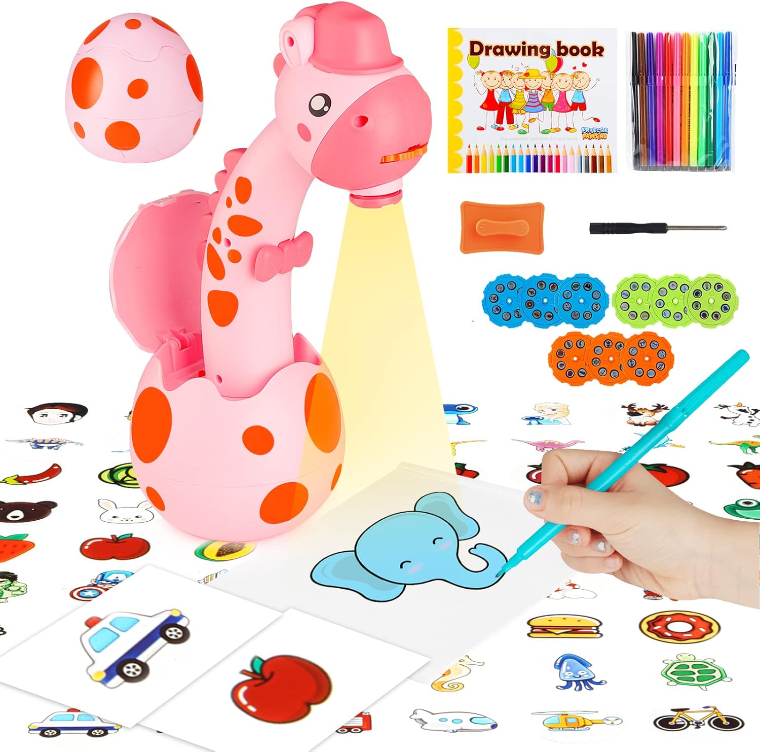 Drawing Projector for Kids, Tracing and Drawing Projector Toy with Light, Children Smart Projector Sketcher, Kids Art Projector with 72 Stencils for Boy Girl 3-8 Years Old (Yellow)