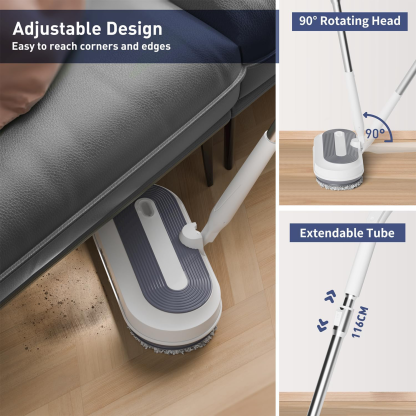 Adjustable Electric Spin Mop with Water Sprayer & LED Headlight