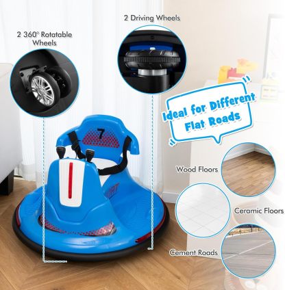 12V Kids Electric Bumper Car with Remote Control, 360° Spin, LED Lights & Music
