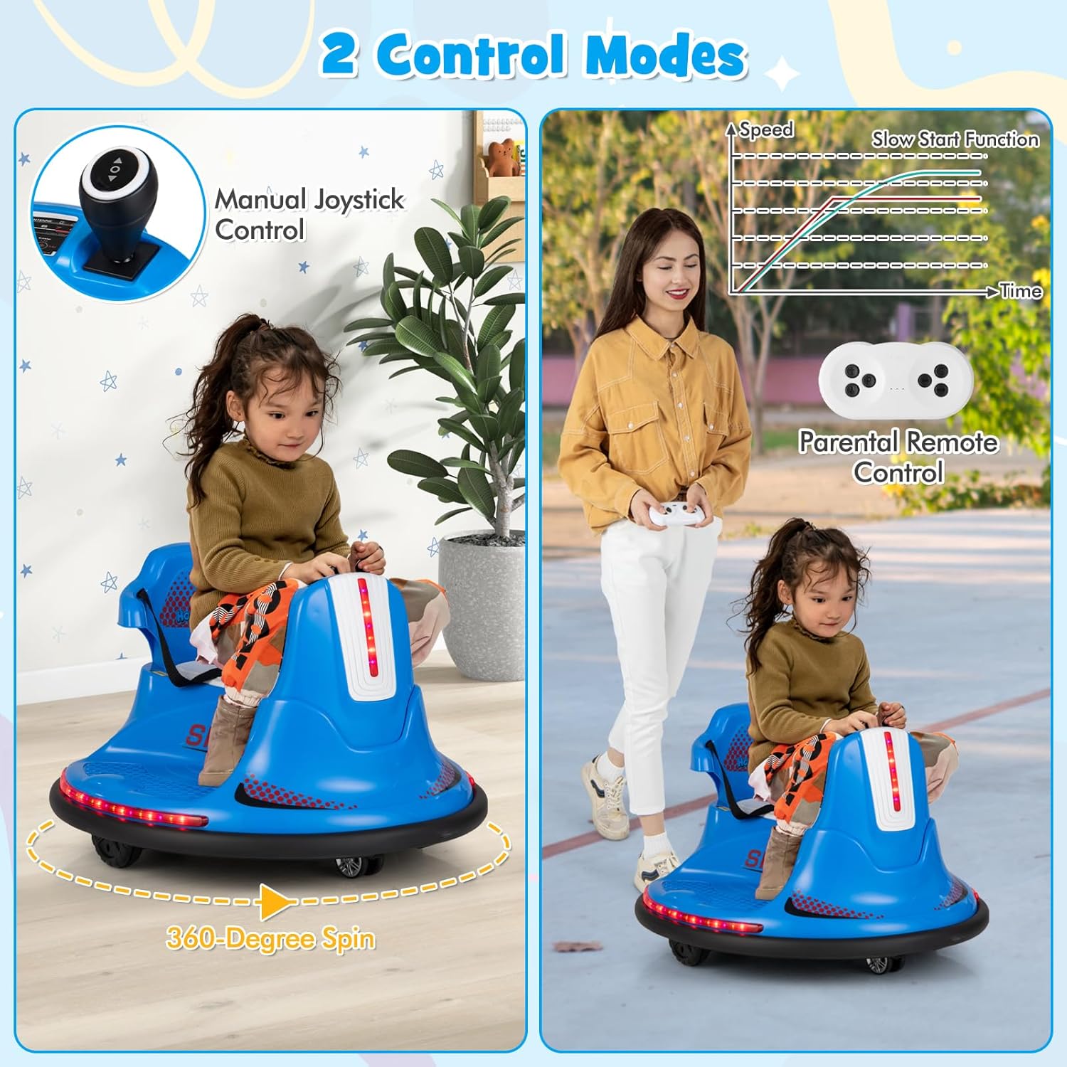 12V Kids Electric Bumper Car with Remote Control, 360° Spin, LED Lights & Music