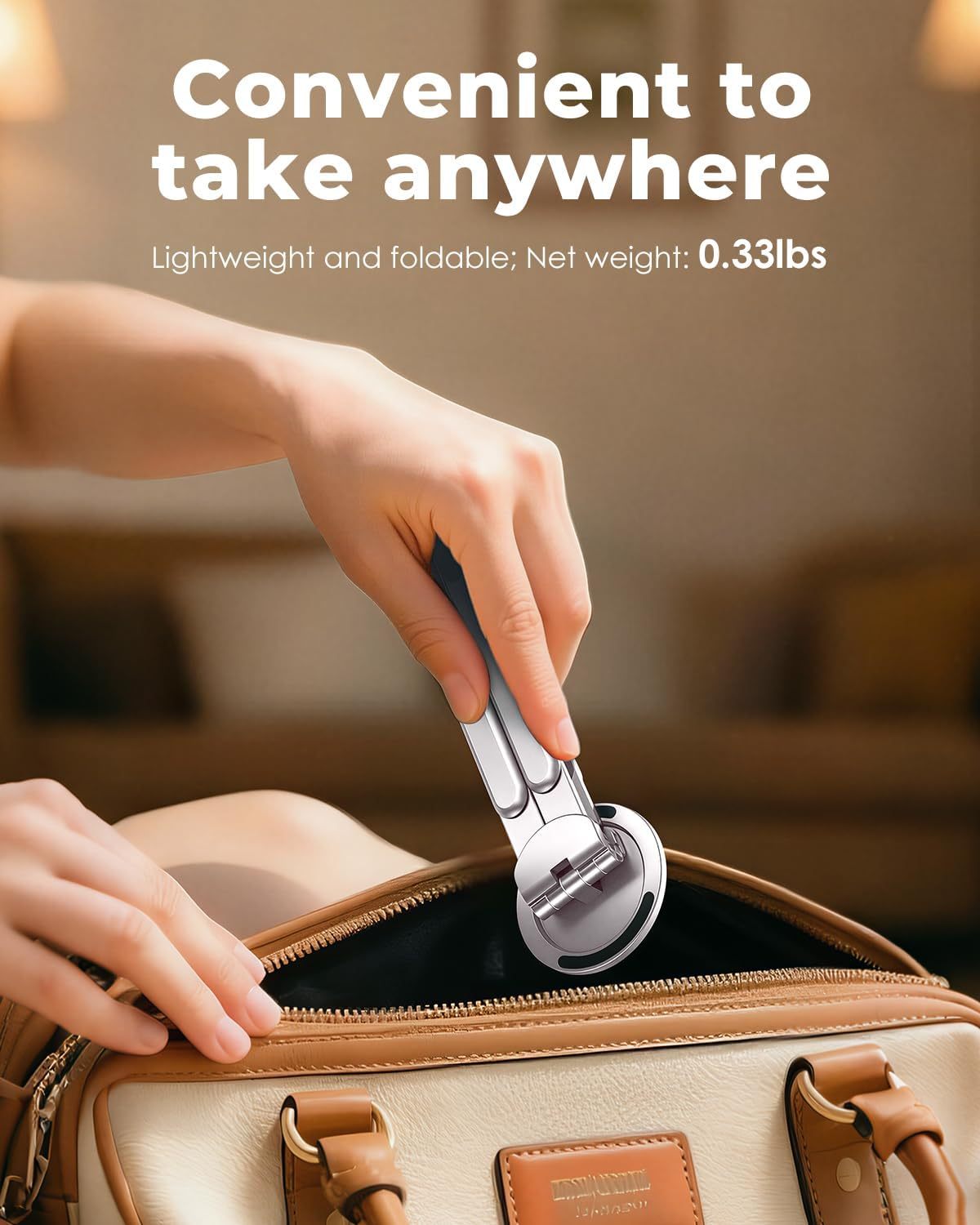Portable Foldable Adjustable Computer Riser with Magnetic Phone Holder