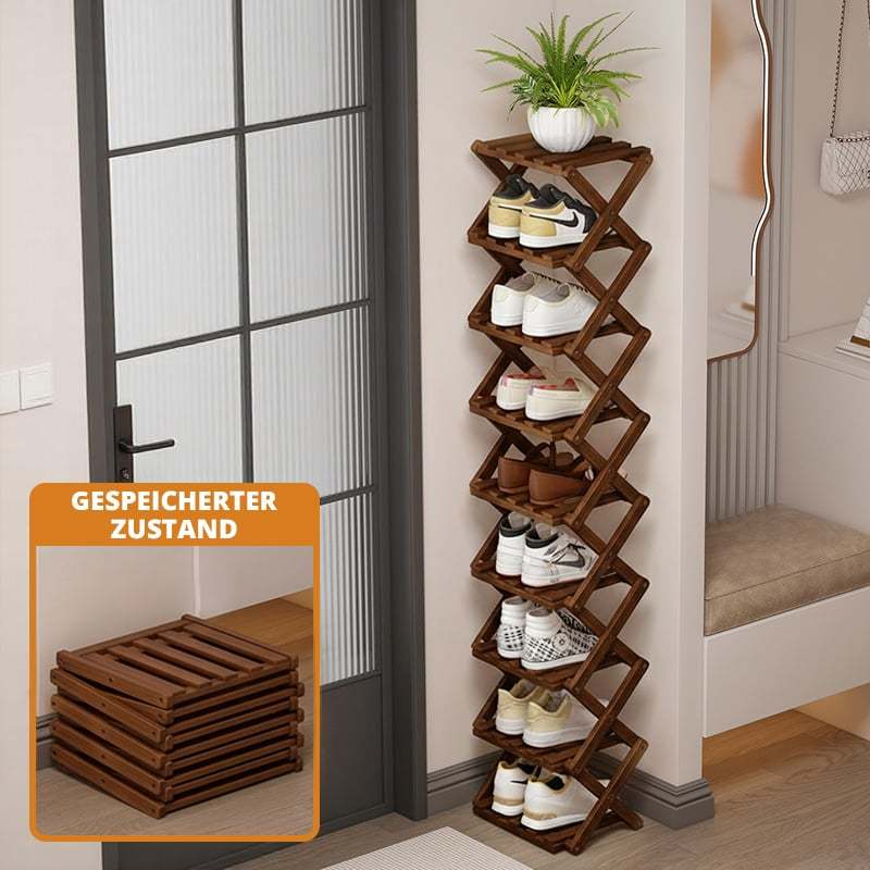Free shipping ✈️ Assembly-free bamboo storage shelf! 🌿👟