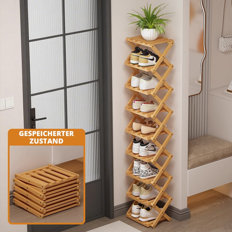 Free shipping ✈️ Assembly-free bamboo storage shelf! 🌿👟