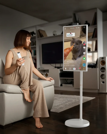 Next-Gen 32” Portable Smart TV on Wheels – Take Your Screen Anywhere