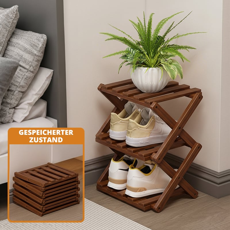 Free shipping ✈️ Assembly-free bamboo storage shelf! 🌿👟