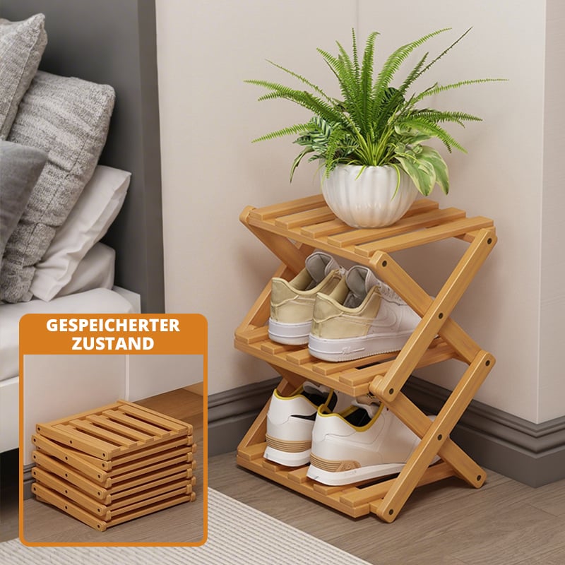 Free shipping ✈️ Assembly-free bamboo storage shelf! 🌿👟