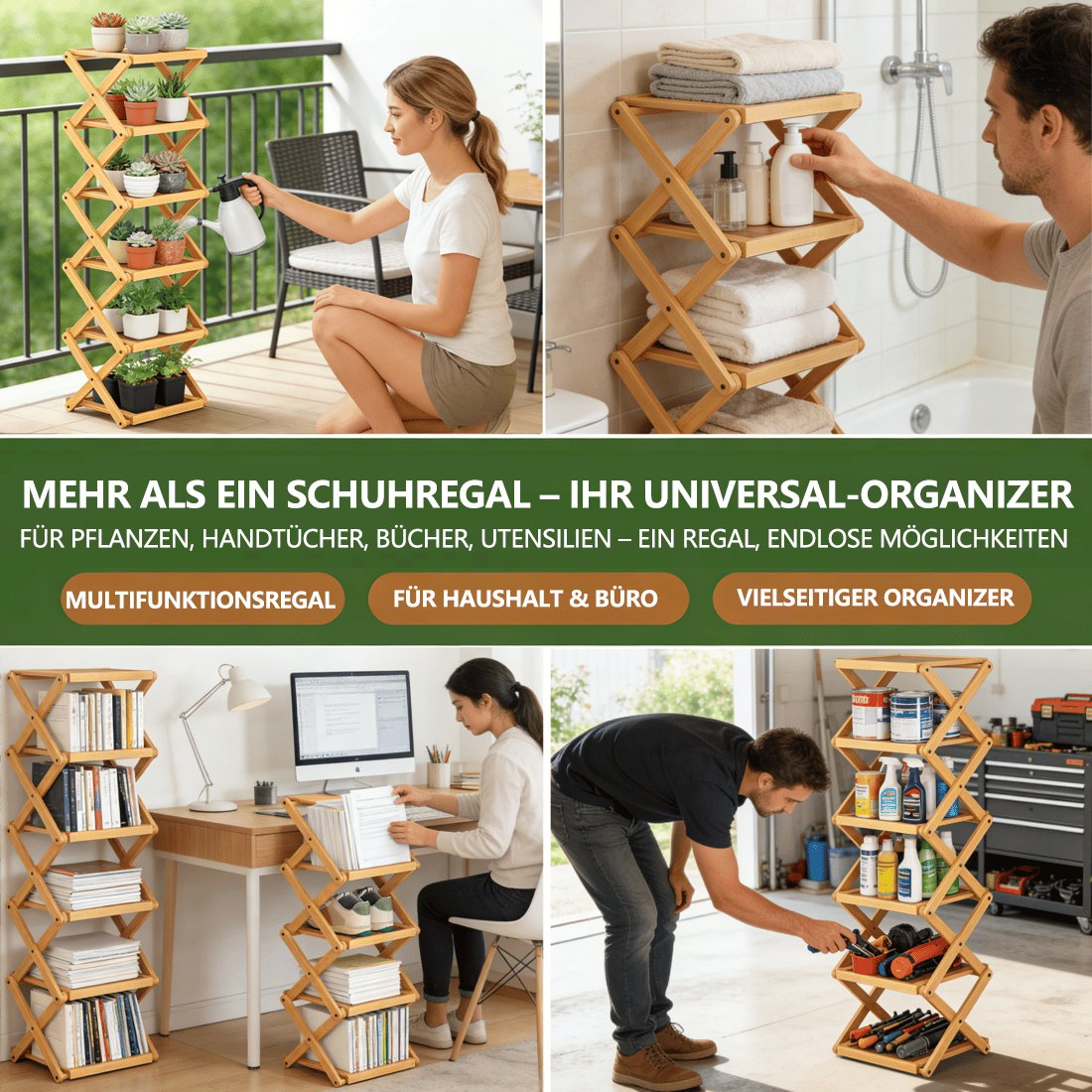 Free shipping ✈️ Assembly-free bamboo storage shelf! 🌿👟