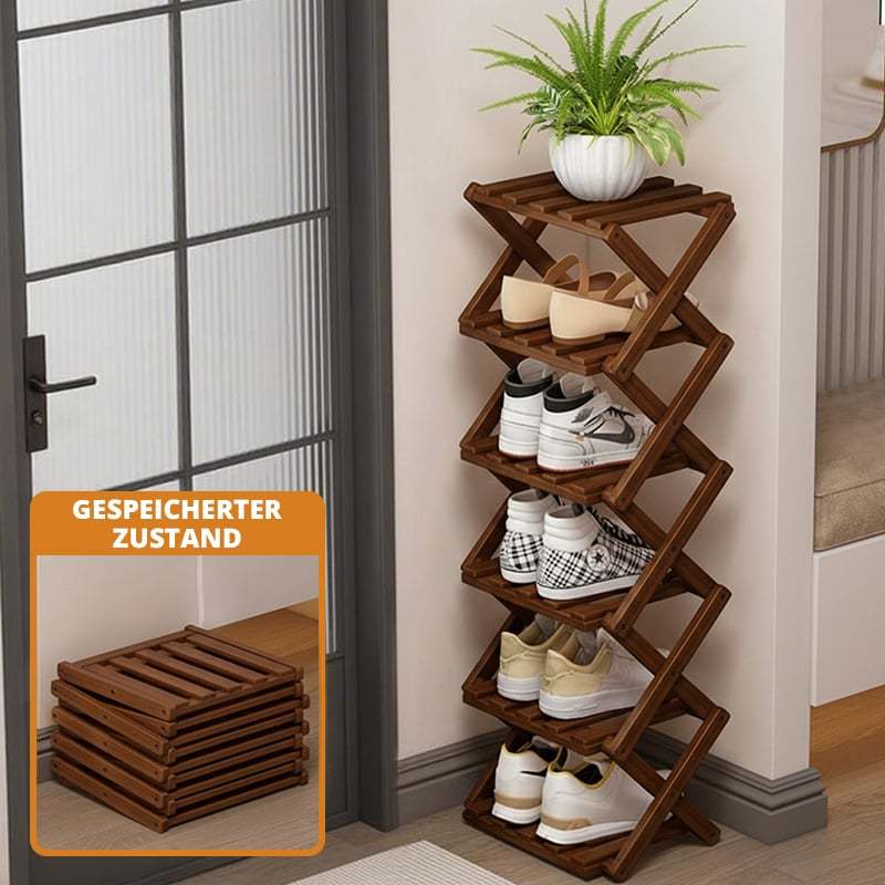 Free shipping ✈️ Assembly-free bamboo storage shelf! 🌿👟