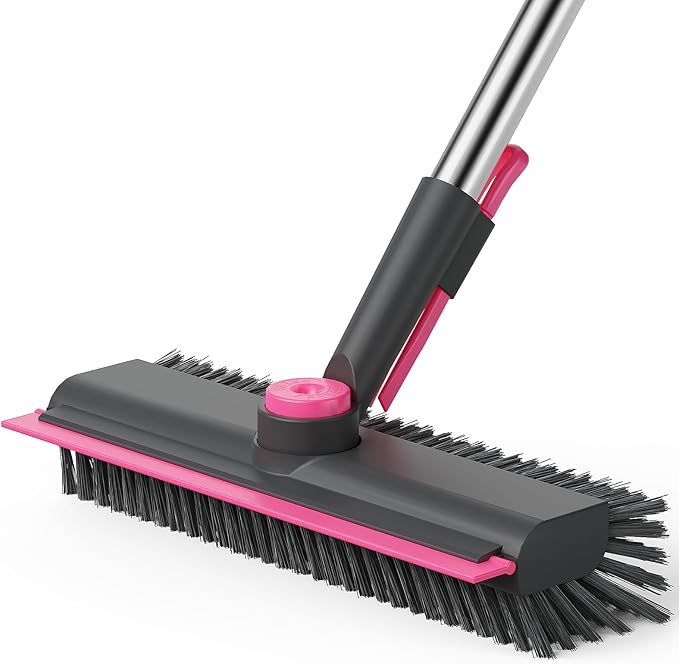 Heavy-Duty 3-in-1 Floor Scrub Brush with Long Handle