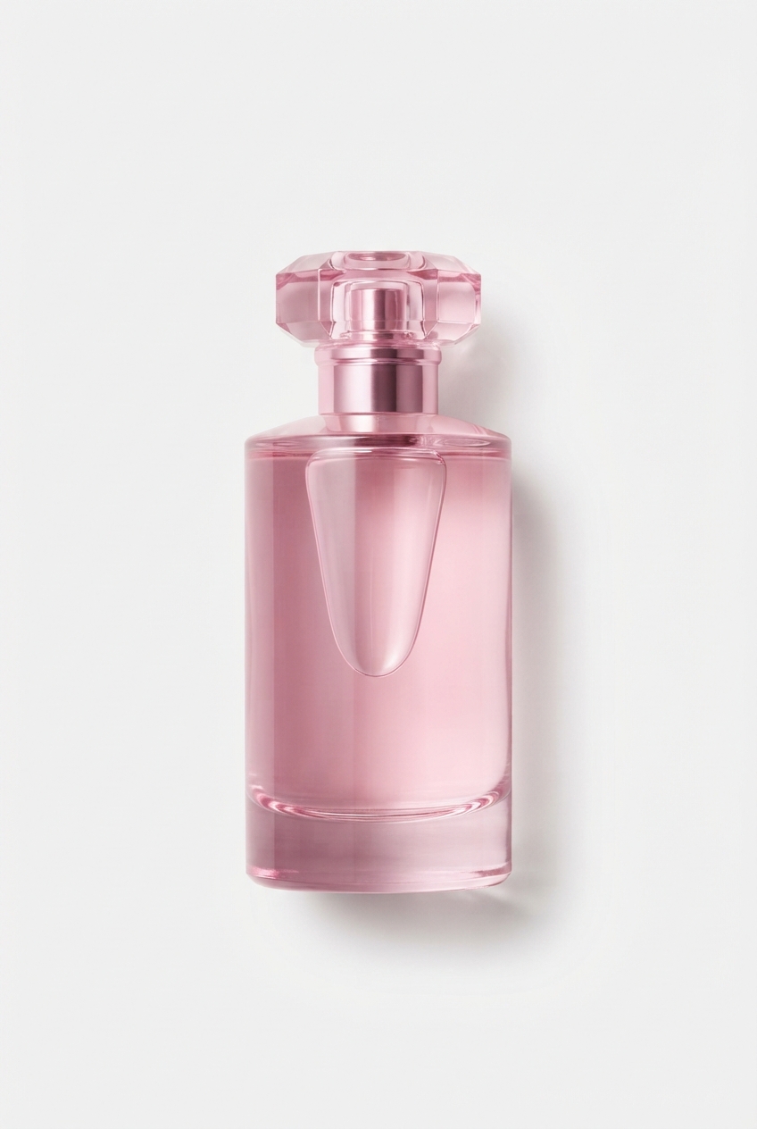 Pink compact women's floral perfume bottle