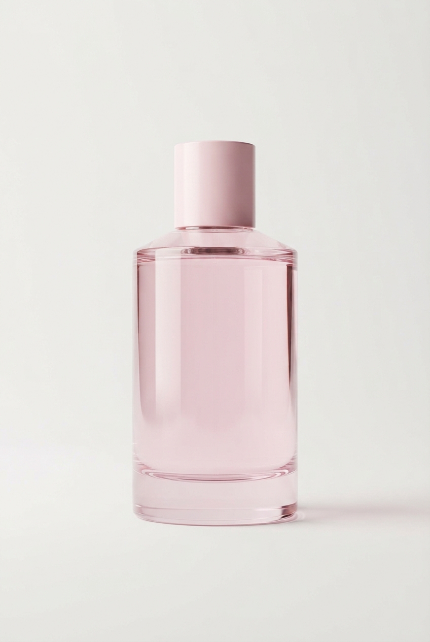 Light pink women's perfume bottle with minimalist design
