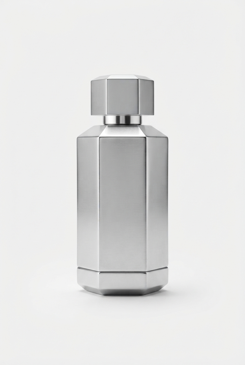 Silver unisex perfume bottle with modern design