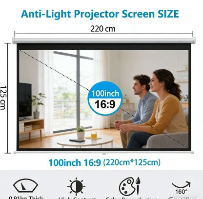 Anti-light Compatible 4K Screen (16:9)🎥✨