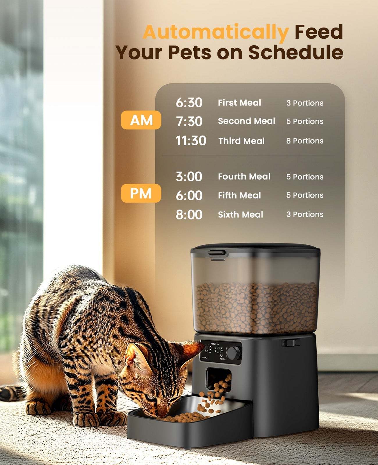 Oneisall 3.5L Automatic Cat Feeder with APP Control & 2.4G Wi-Fi