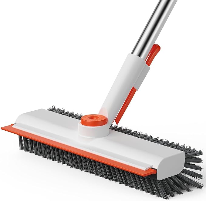 Heavy-Duty 3-in-1 Floor Scrub Brush with Long Handle