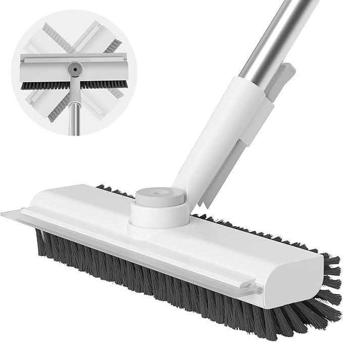Heavy-Duty 3-in-1 Floor Scrub Brush with Long Handle