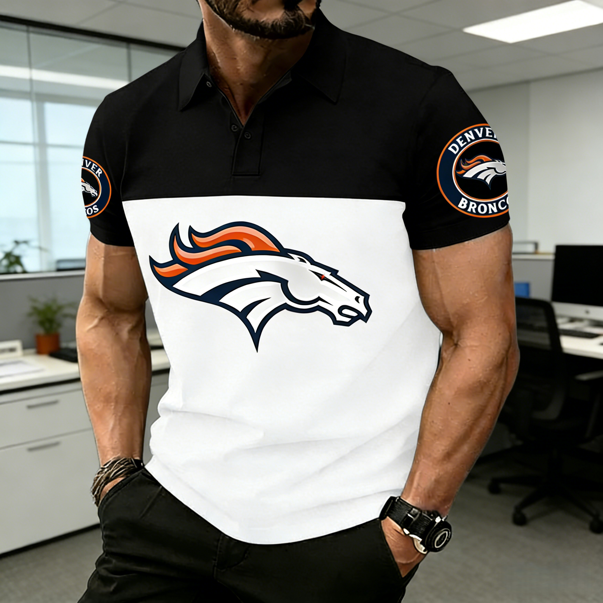 NFL Denver Broncos Two-Tone Polo Shirt 