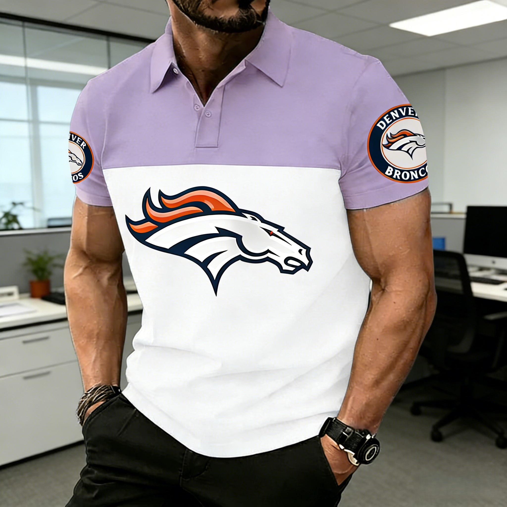 NFL Denver Broncos Two-Tone Polo Shirt 