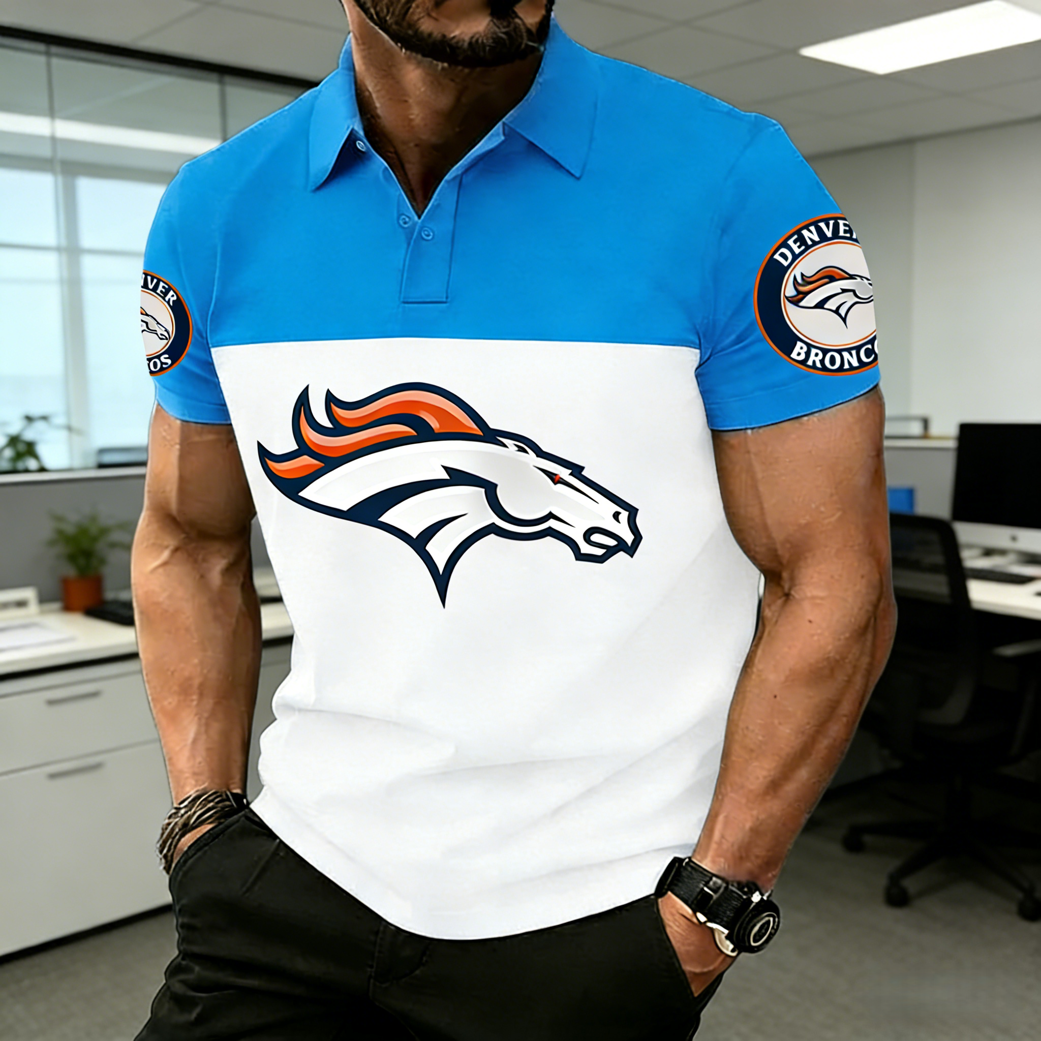 NFL Denver Broncos Two-Tone Polo Shirt 