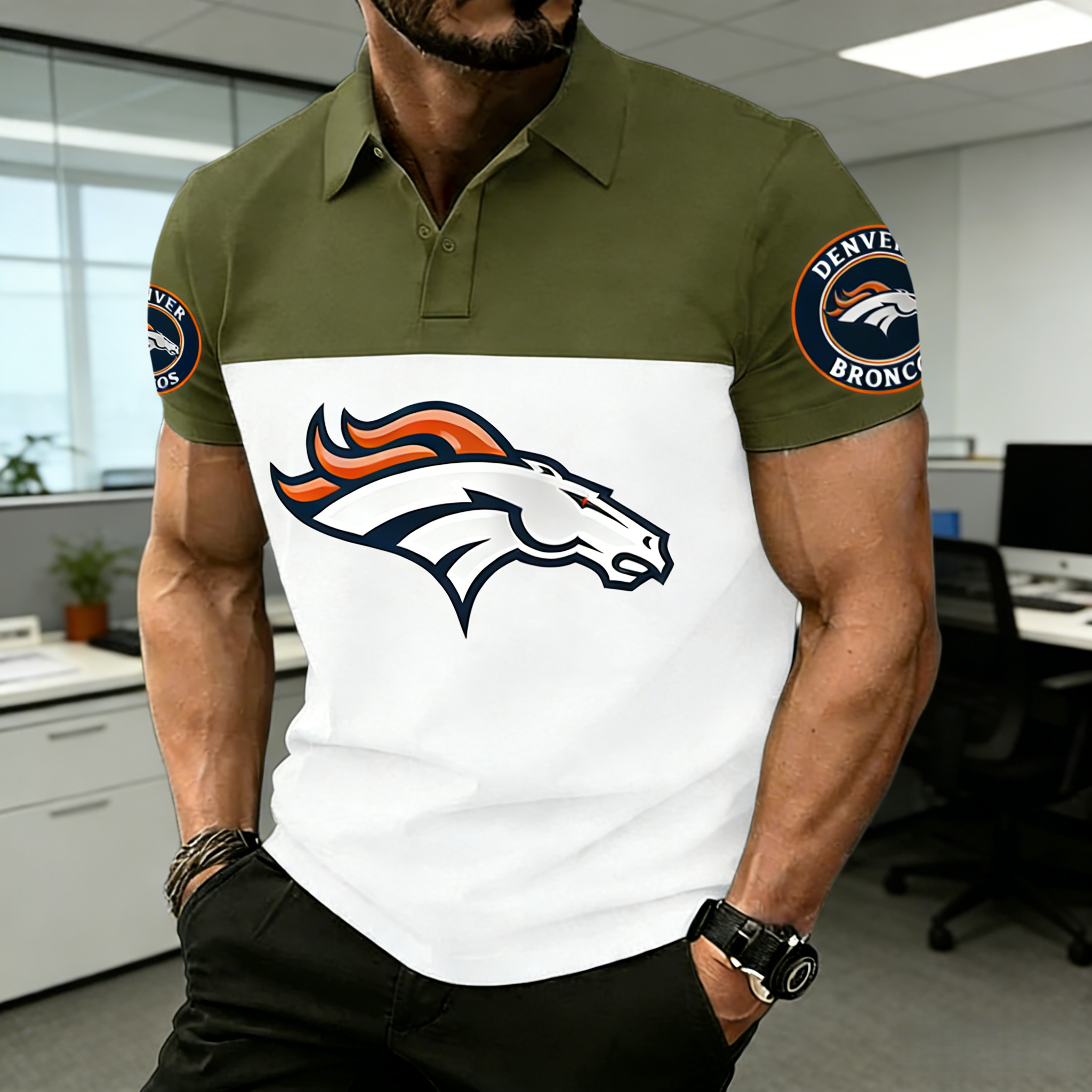 NFL Denver Broncos Two-Tone Polo Shirt 