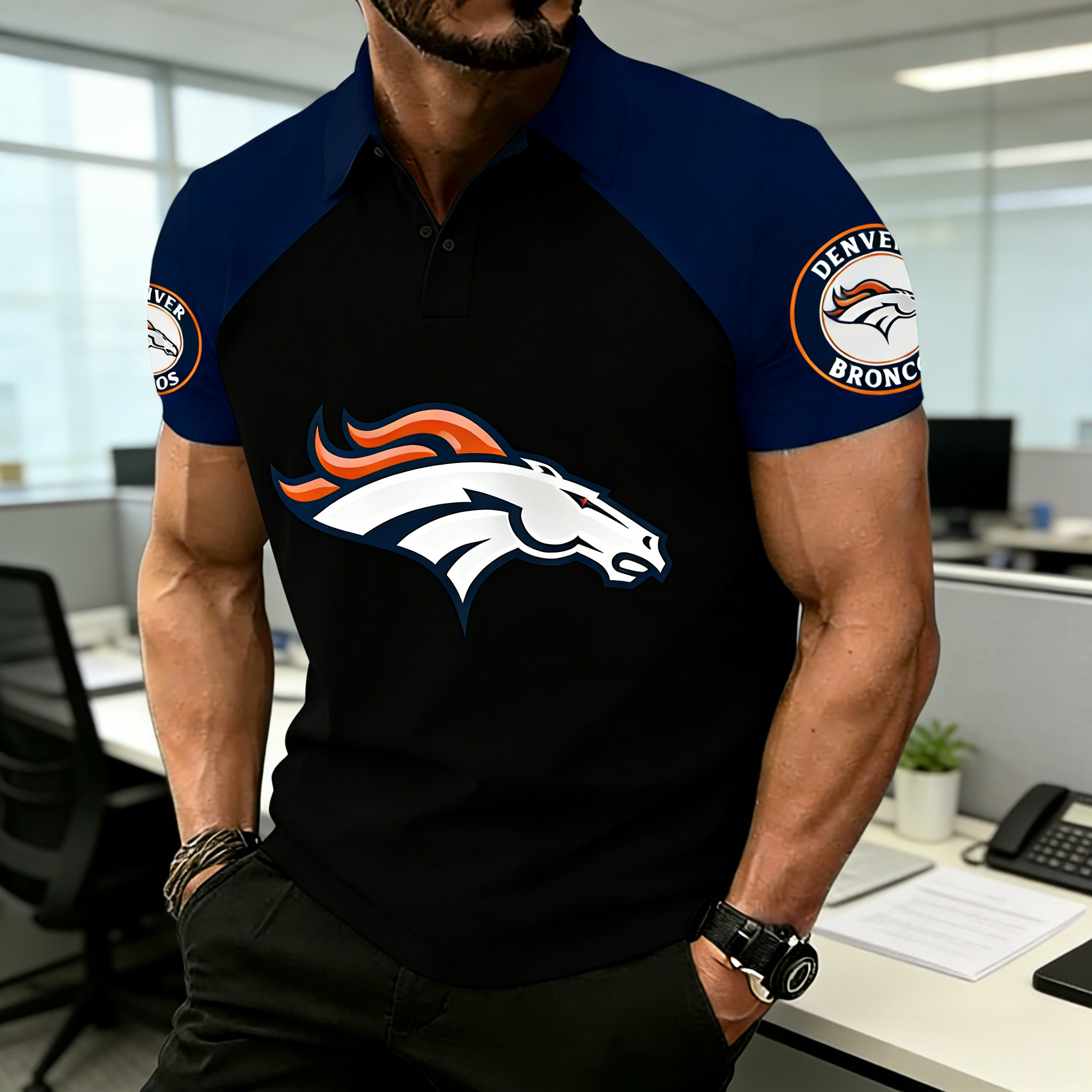 NFL Denver Broncos Premium Polo Shirt – Raglan Sleeve Team Fan Apparel