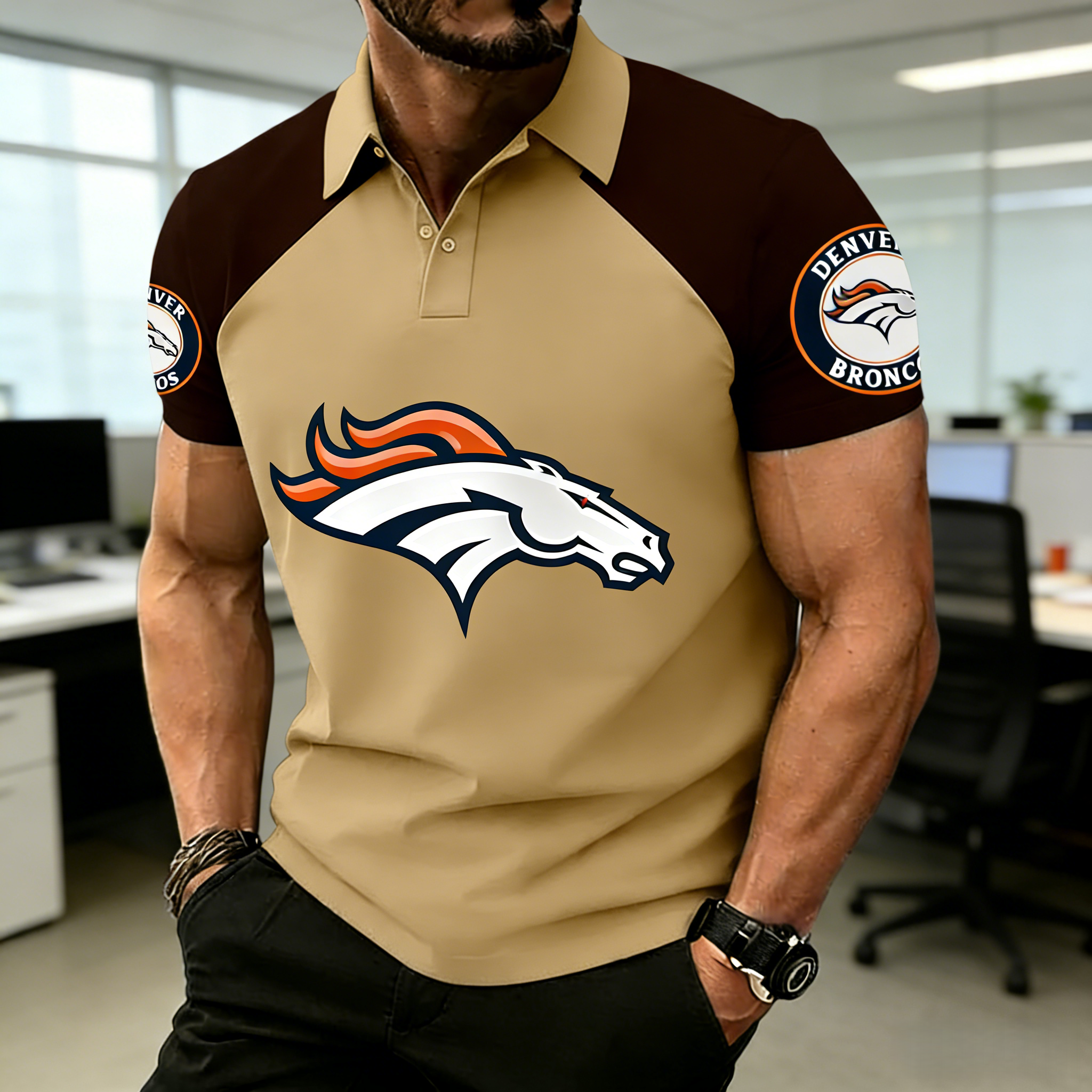 NFL Denver Broncos Premium Polo Shirt – Raglan Sleeve Team Fan Apparel