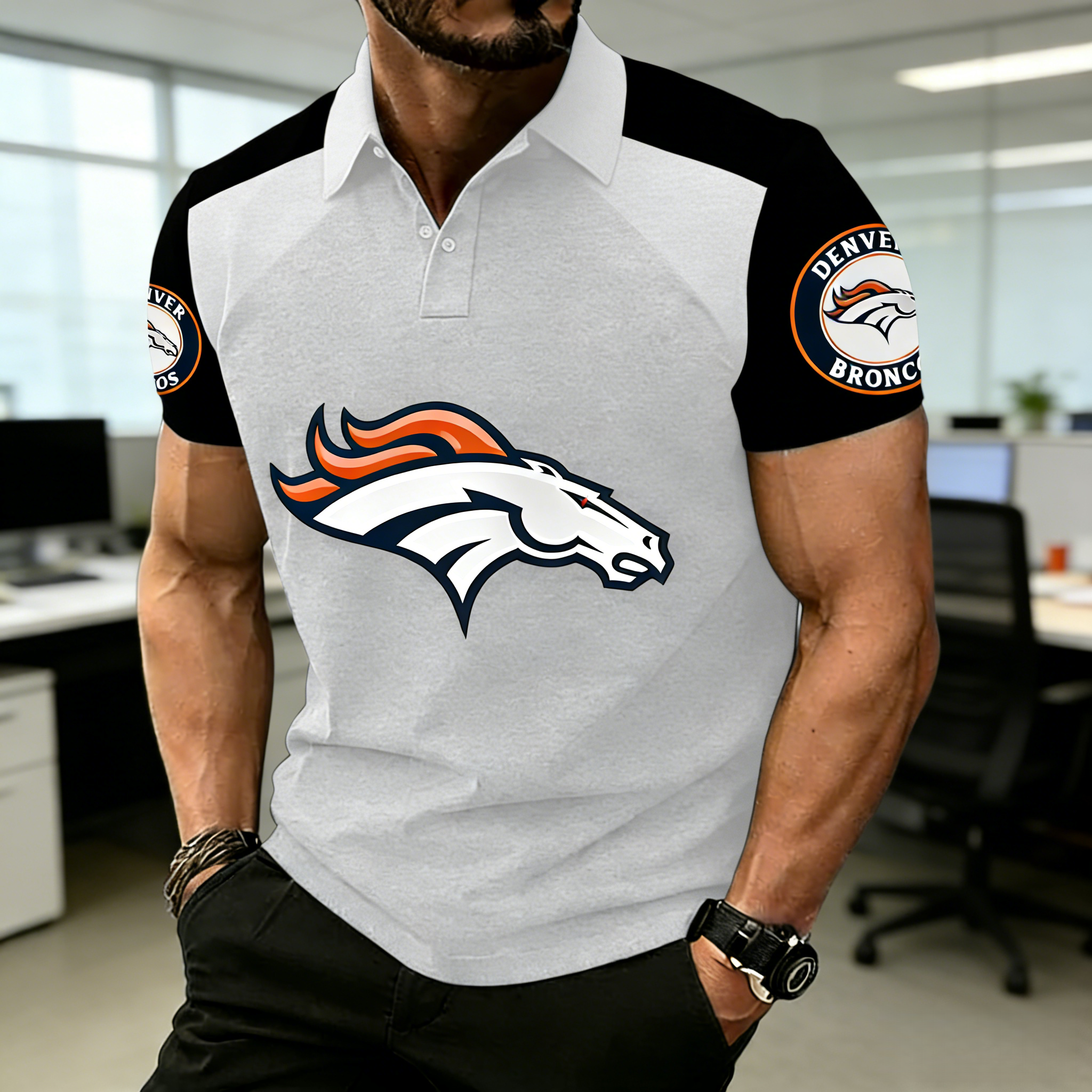 NFL Denver Broncos Premium Polo Shirt – Raglan Sleeve Team Fan Apparel