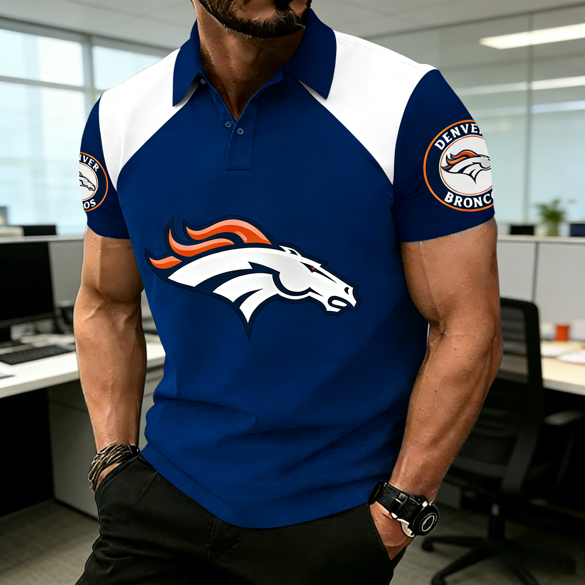 NFL Denver Broncos Premium Polo Shirt – Raglan Sleeve Team Fan Apparel