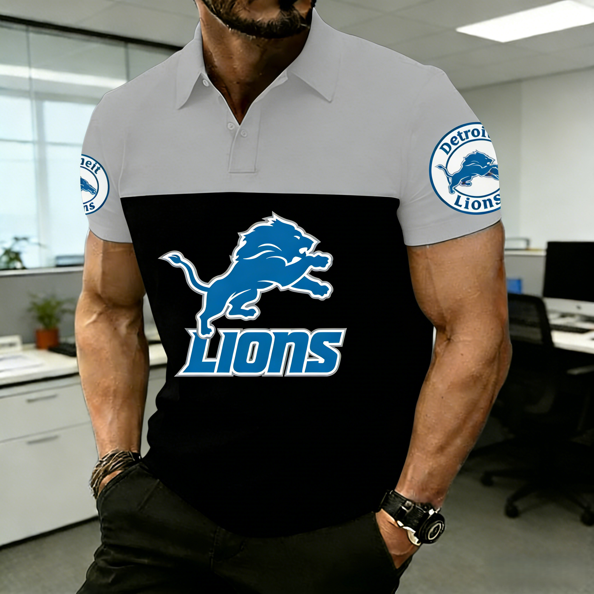NFL Detroit Lions Premium Polo Shirt – Raglan Sleeve Team Fan Apparel