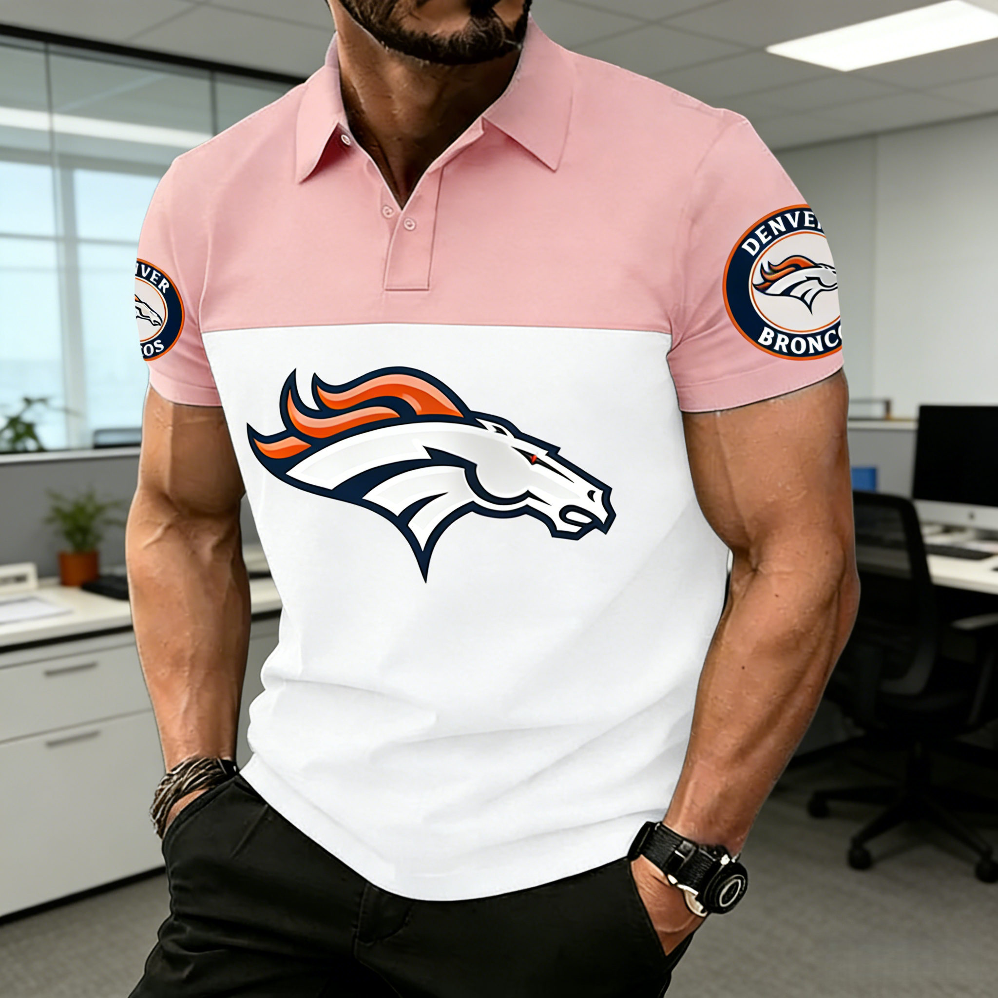 NFL Denver Broncos Two-Tone Polo Shirt 