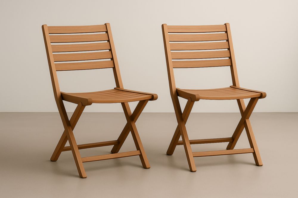Lot de 2 chaises pliantes en bois d'acacia naturel