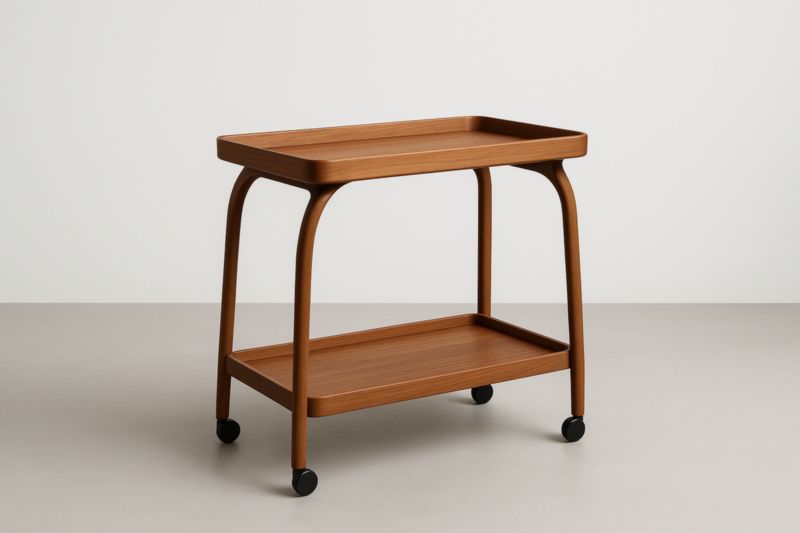 Chariot de service en bois avec roulettes