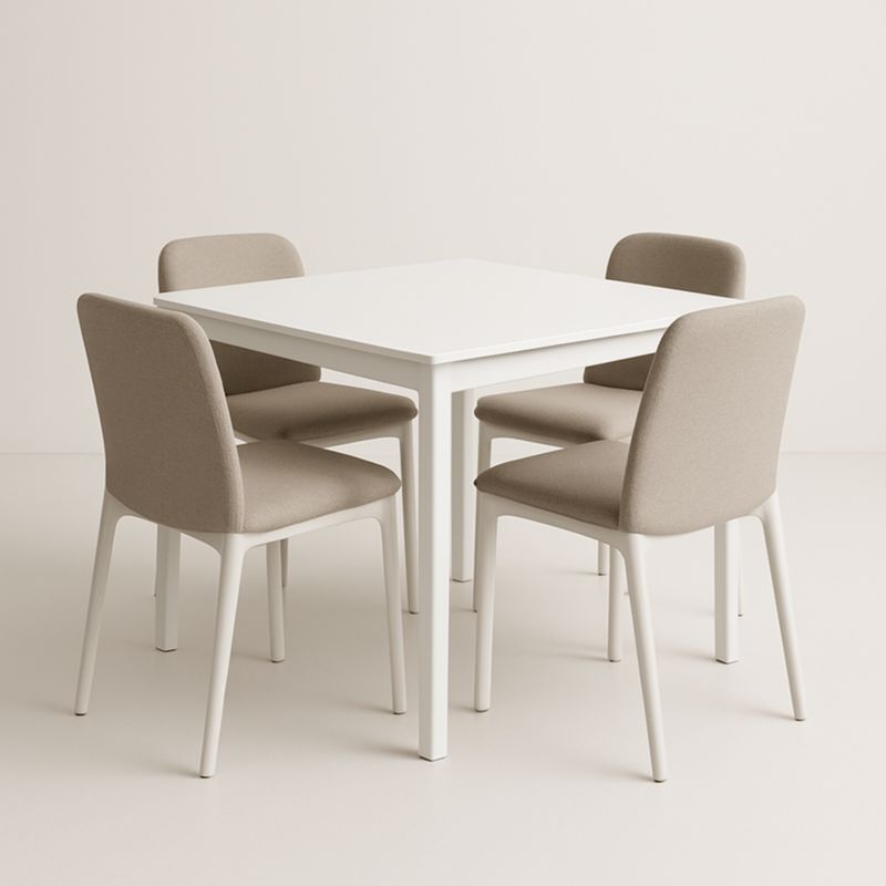 Ensemble table à manger en bois avec 4 chaises en tissu