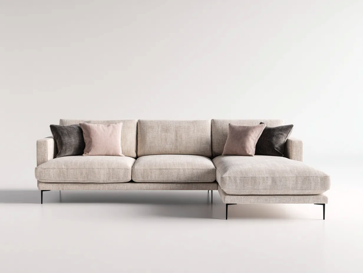 Divano angolare - Tessuto - 258x168x86 cm - Beige - Stile moderno-Luxemybay