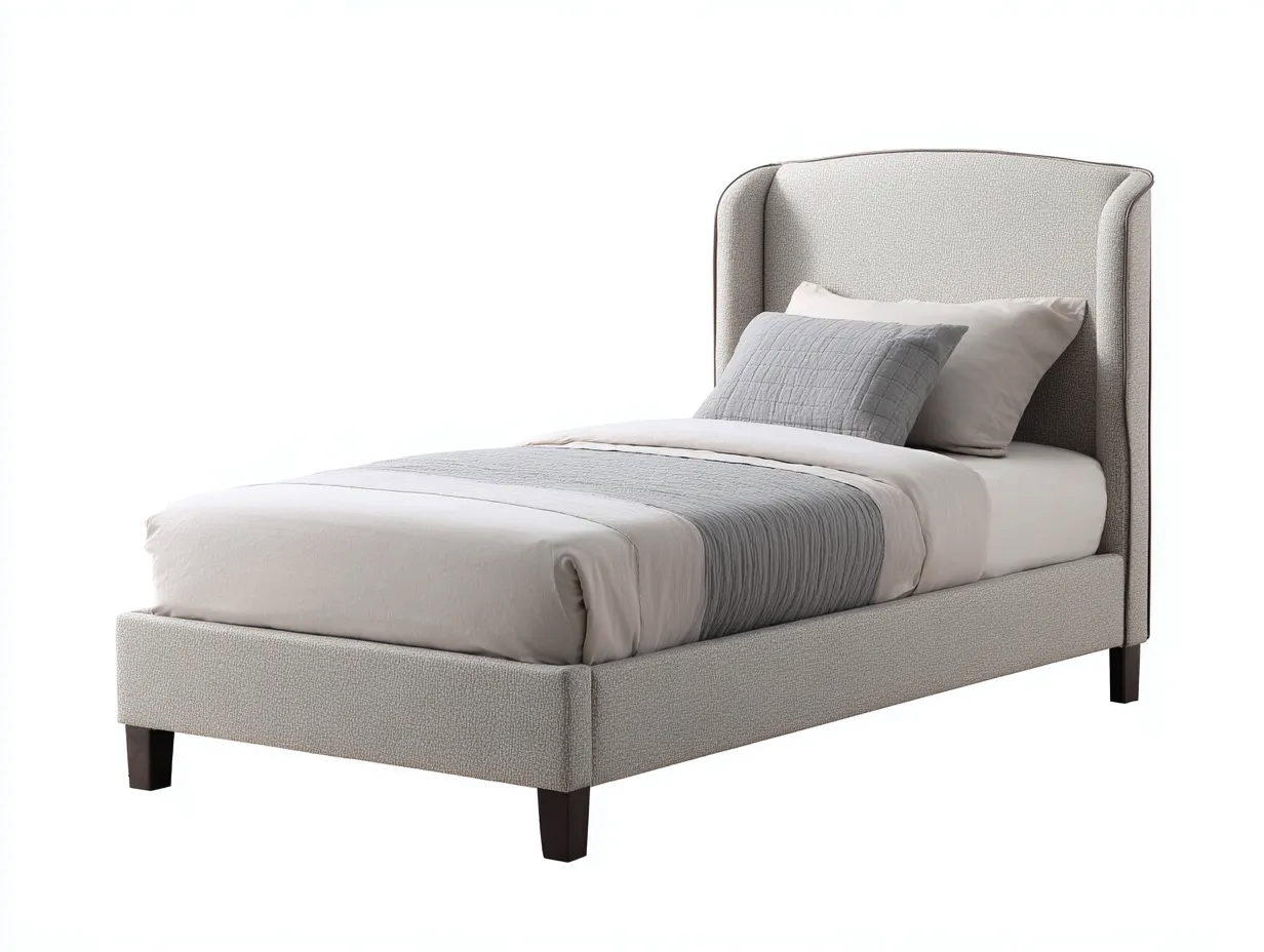 Letto singolo - tessuto - 205x95x105 cm - grigio chiaro - stile moderno-Luxemybay