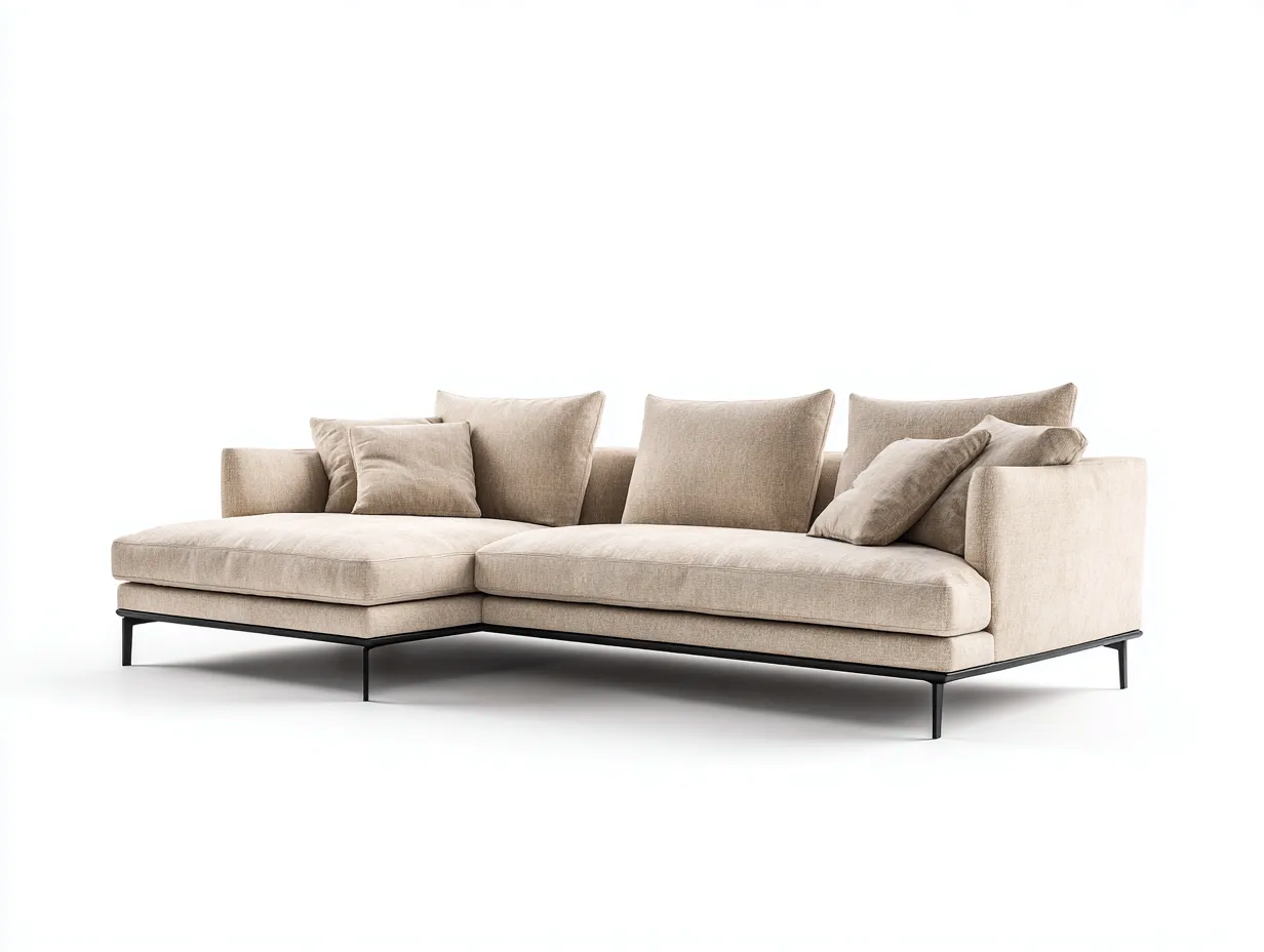 Divano angolare - Tessuto - 262x170x82 cm - Beige - Design contemporaneo-Luxemybay