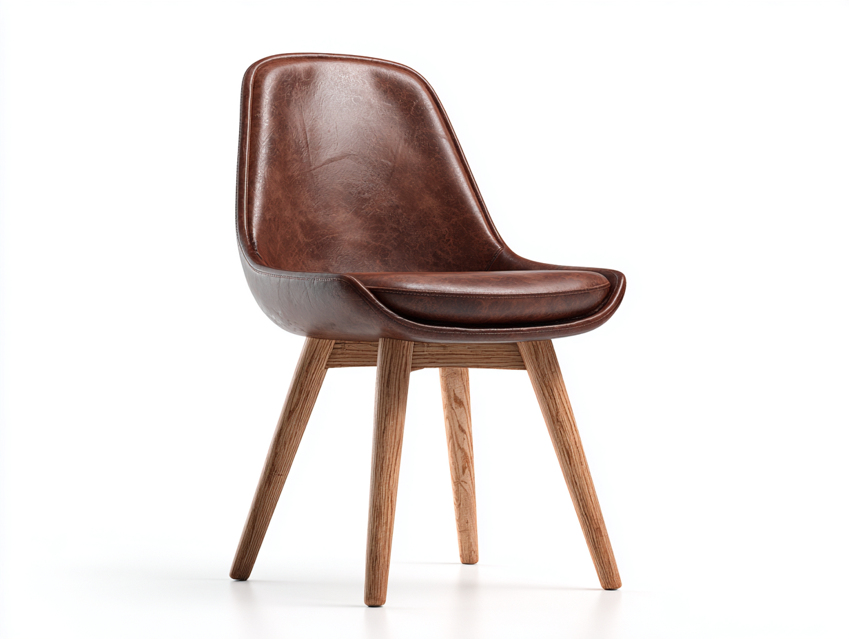 Sedia da pranzo-pelle sintetica-legno-54x59x84 cm-marrone-stile contemporaneo-Luxemybay