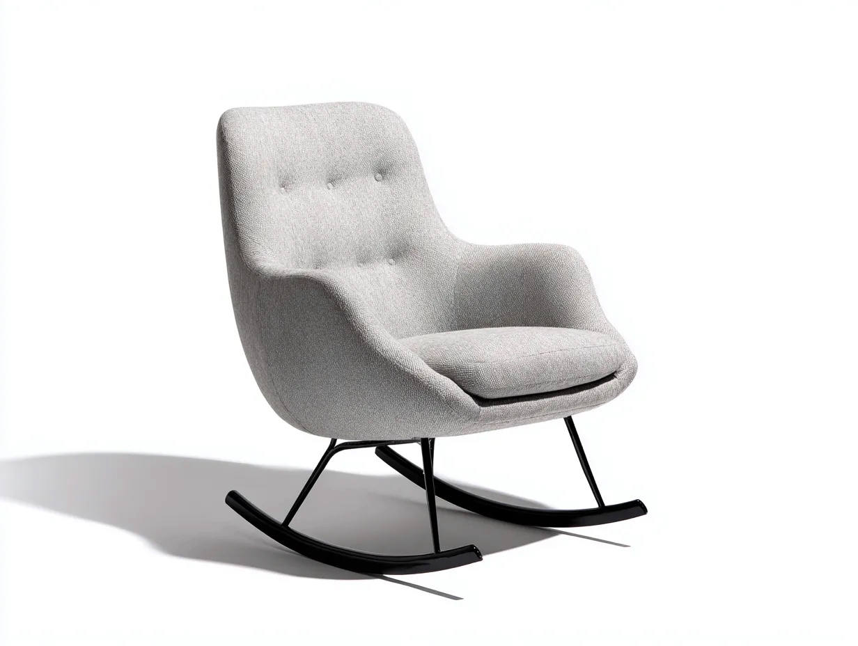 Sedia a dondolo-tessuto-82x86x100 cm-grigio chiaro-stile contemporaneo-Luxemybay