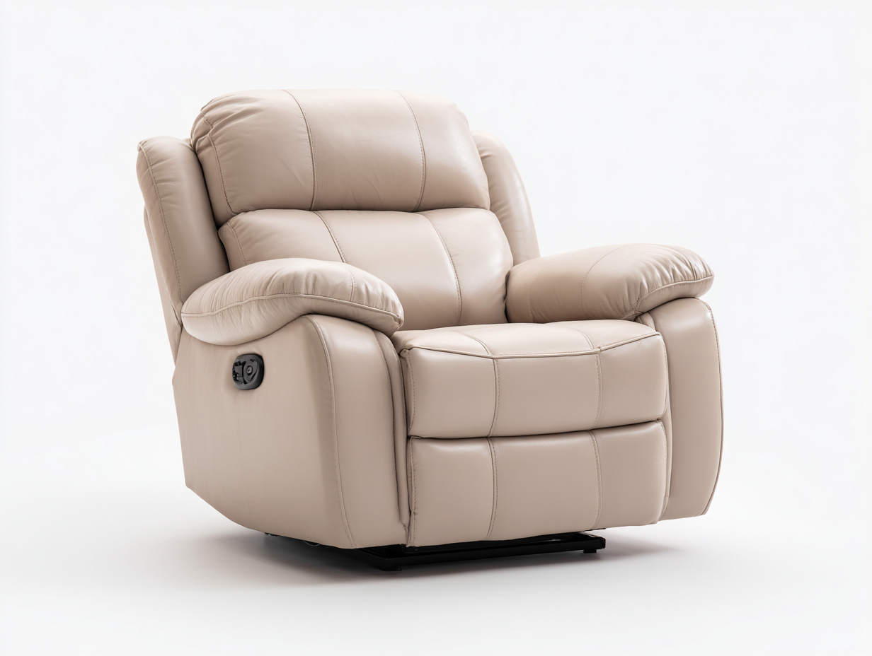 Poltrona reclinabile - pelle-metallo - 102x96x109 cm - beige - comfort moderno-Luxemybay