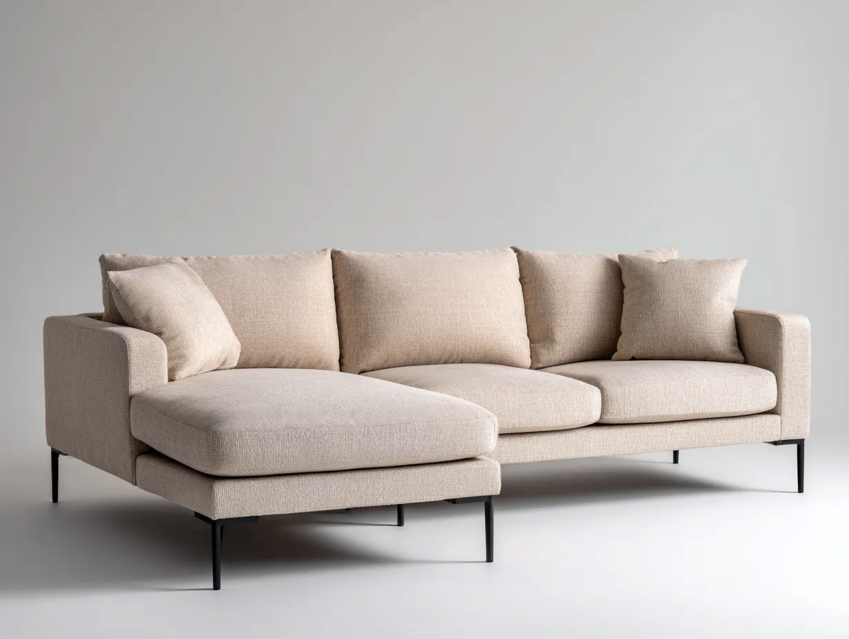 Divano angolare - Tessuto - 268x172x80 cm - Beige - Stile moderno-Luxemybay