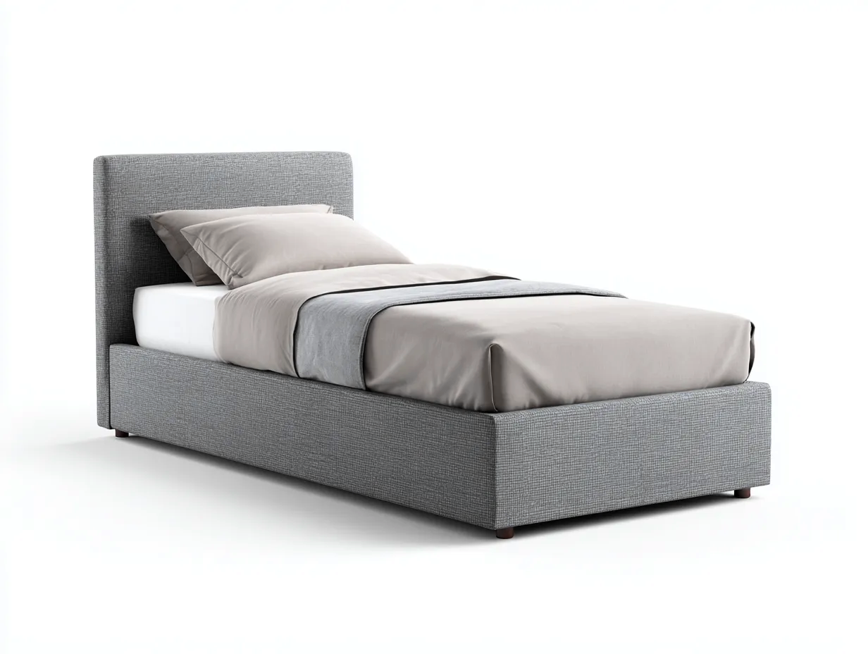 Letto singolo - tessuto - 200x92x102 cm - grigio - stile moderno-Luxemybay