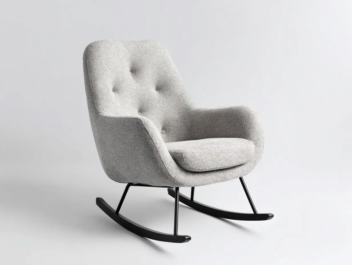 Sedia a dondolo-tessuto-80x84x98 cm-grigio chiaro-stile moderno-Luxemybay