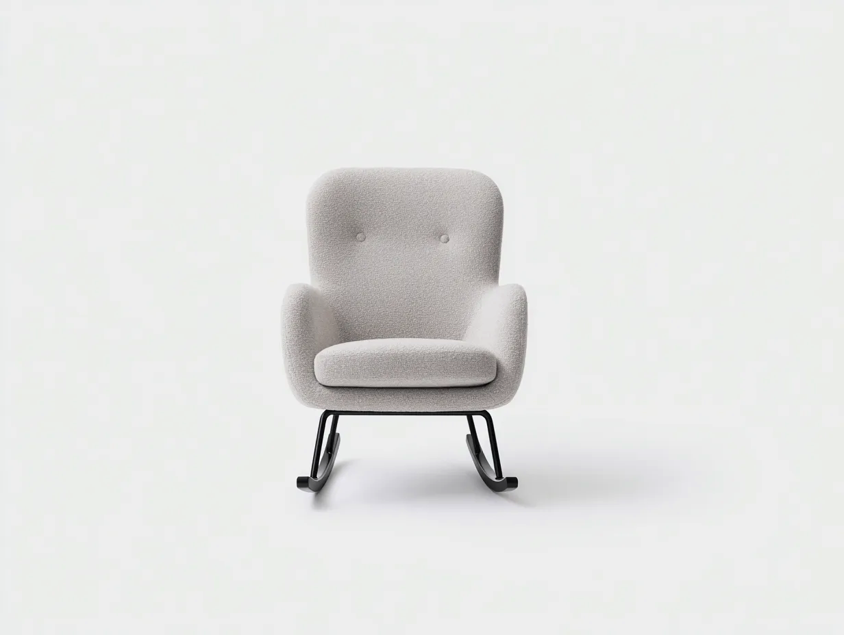 Sedia a dondolo-tessuto-metallo-81x85x99 cm-grigio chiaro-stile moderno-Luxemybay