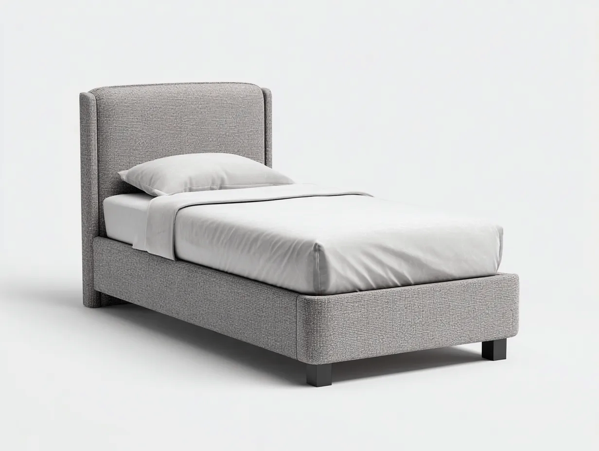 Letto singolo - tessuto - 203x92x98 cm - grigio - stile moderno-Luxemybay