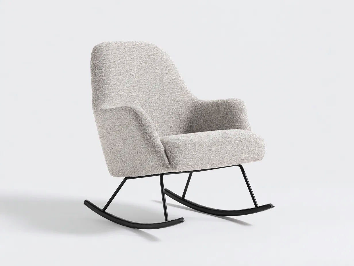 Sedia a dondolo-tessuto-metallo-79x83x97 cm-beige chiaro-stile moderno-Luxemybay