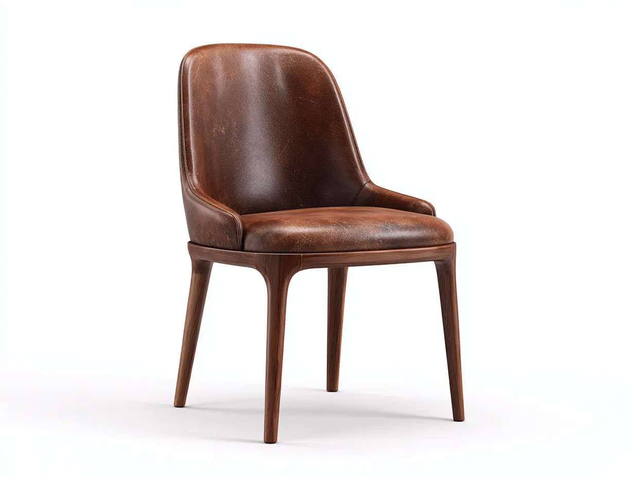 Sedia da pranzo - pelle-legno - 55x53x83 cm - Marrone - design moderno-Luxemybay